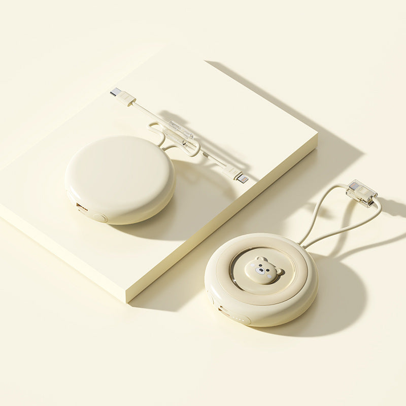 Kompakt Powerbank med integrert ladekabel og stilleggende design Skanto