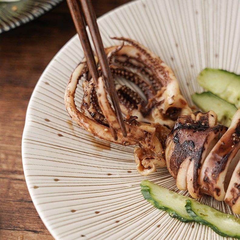 Håndlagde japanske Mino Ware keramiske rynkede tallerkener | Skanto
