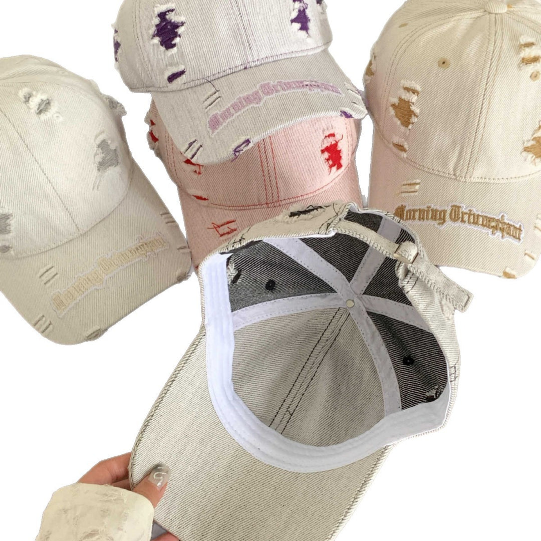 Kvinne Slitt Denim Baseball Caps Skanto