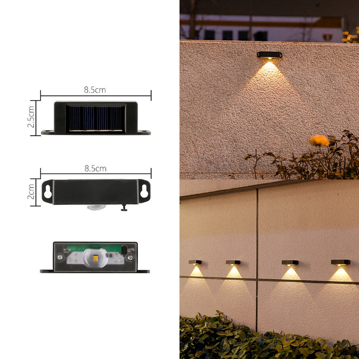 Kompakt solardrevet bevegelsessensor LED vegglampe for utendørs trapper og gjerder Skanto