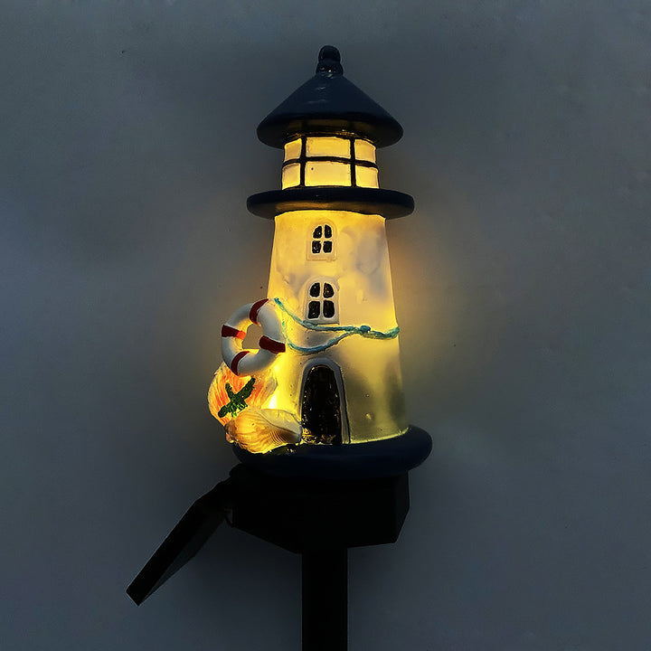Solar-drevet kystfyr hage stake lys med varm LED harpiks lanterne og skumrings-til-rosa sensor Skanto