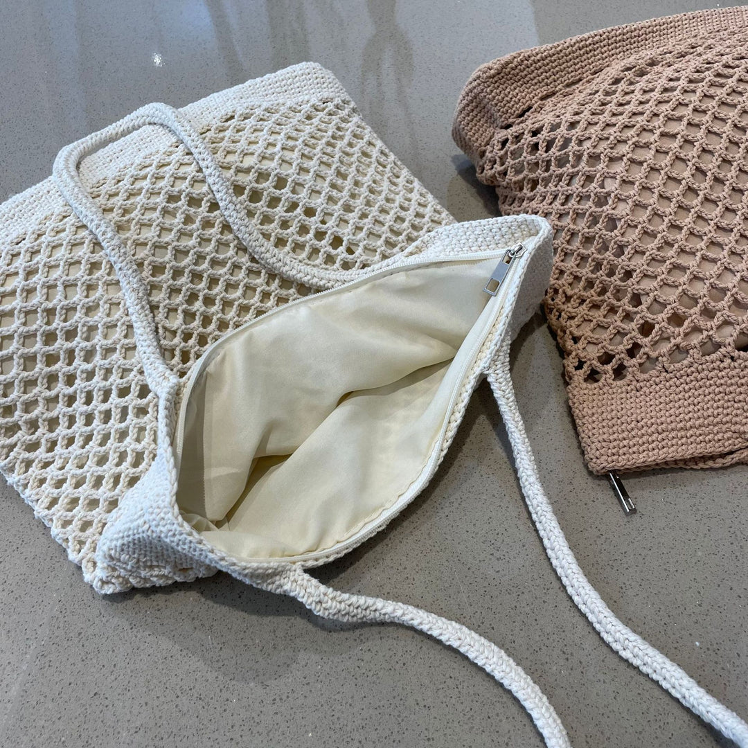 Makramee Tote Bag med Moderne Nettedesign Skanto