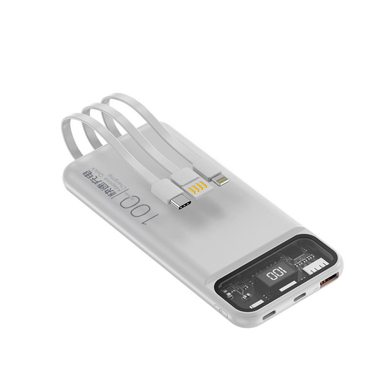 Bærbar powerbank med multifunksjonelt kabelsystem og digital skjerm Skanto