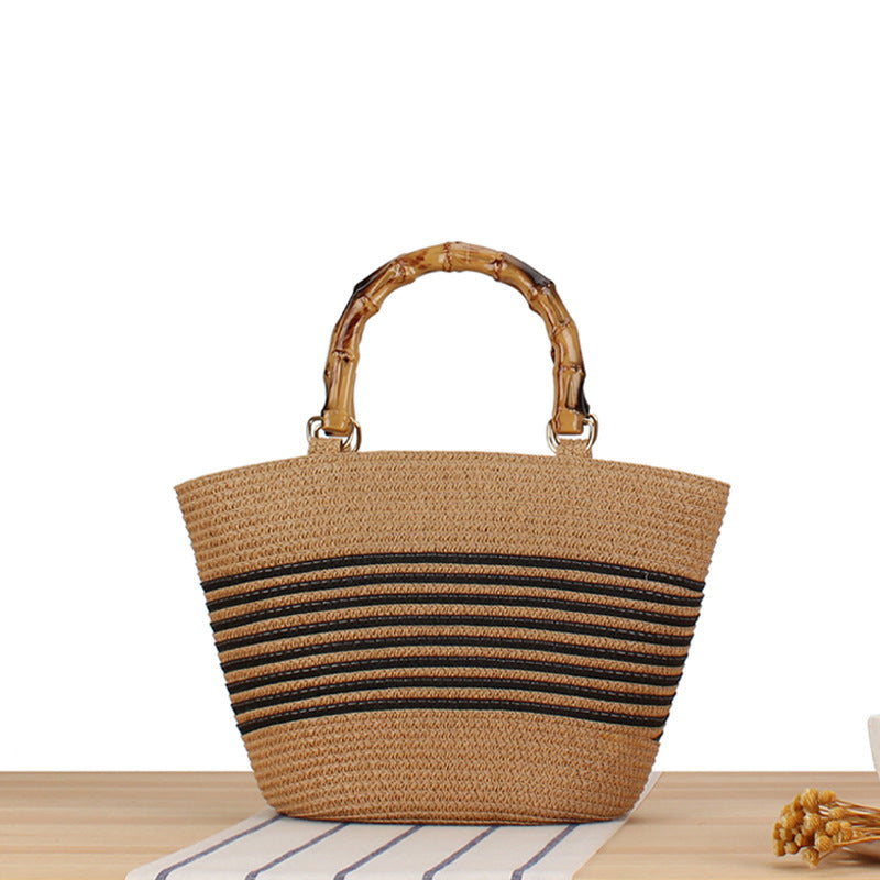 Handmade basket bag with bamboo handle Skanto