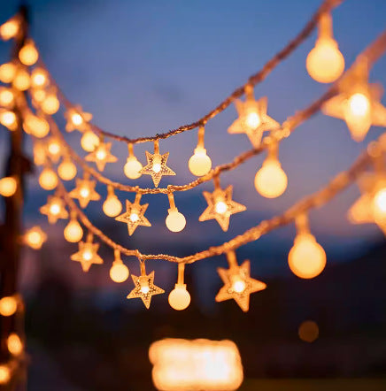 Decorative Outdoor LED Star and Globe String Lights Weather-Resistant Versatile Hanging Garland Skanto