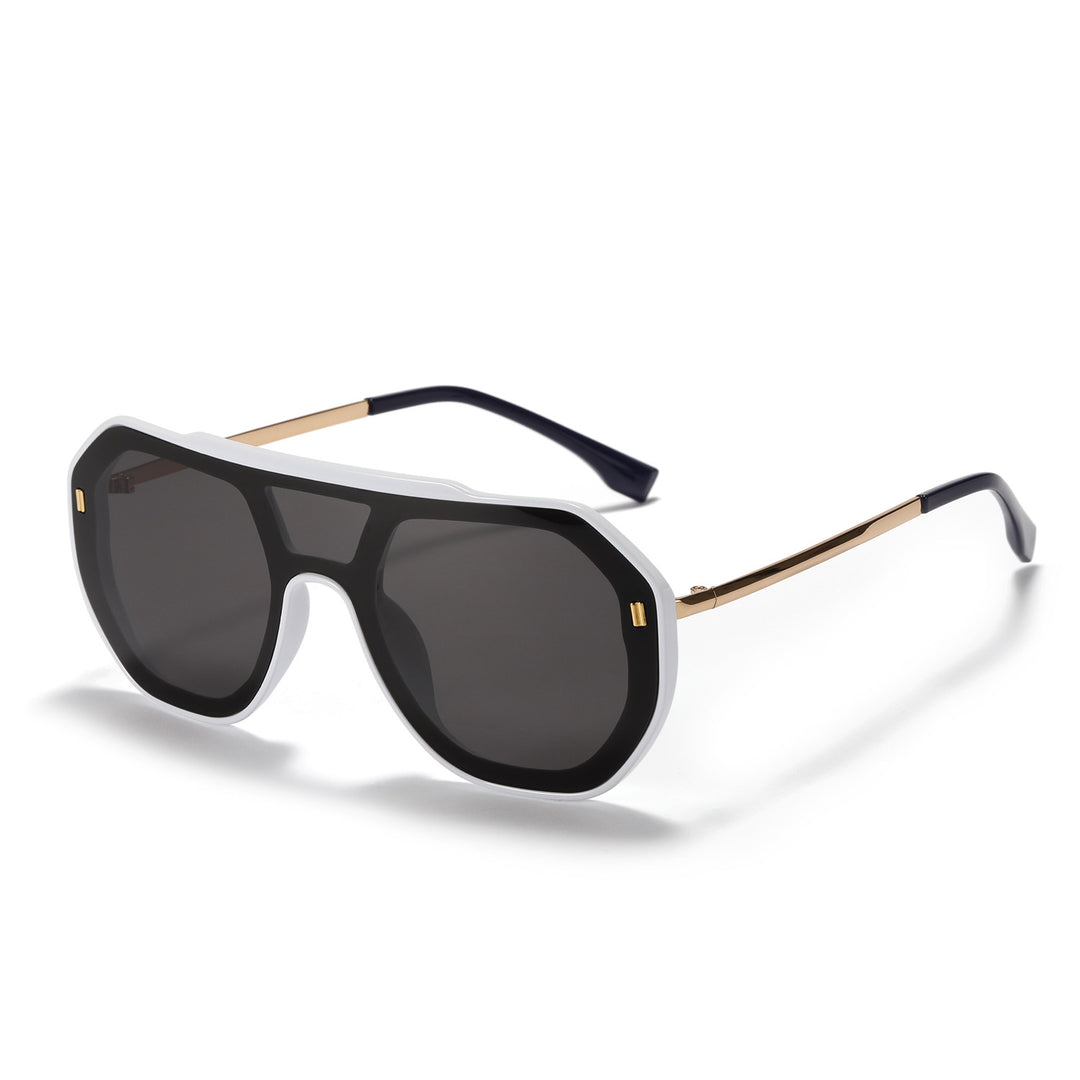 Dame oversized geometrisk solbrille med elegant ramme Skanto