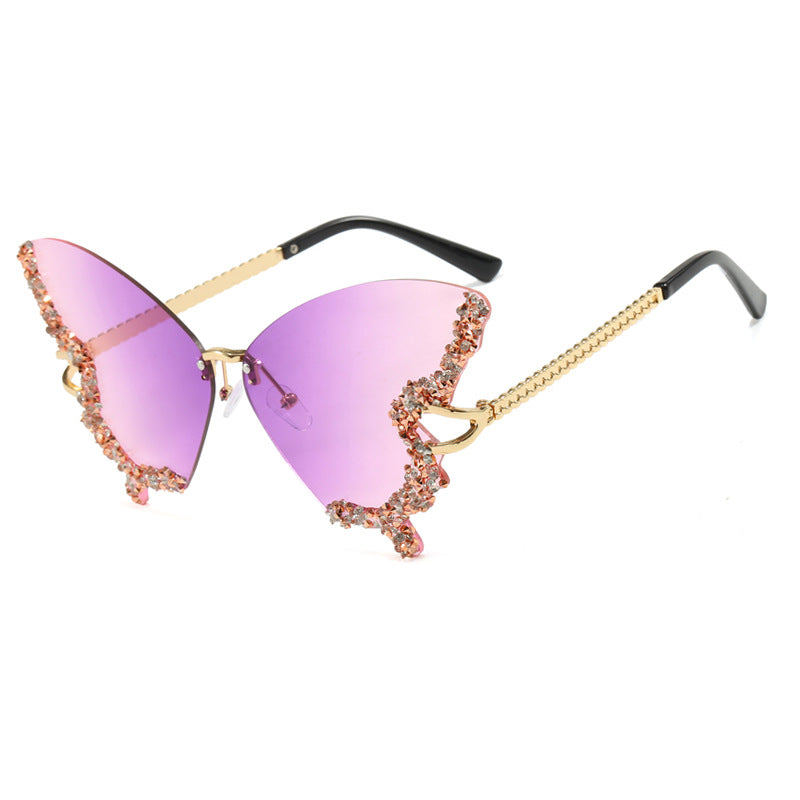 Dame stor Cat-Eye solbriller med glitrende strassdekorasjon og elegant ramme Skanto