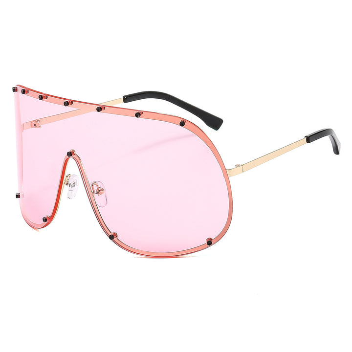 Damer futuristisk solbrille med stor ramme og innovativ design Skanto