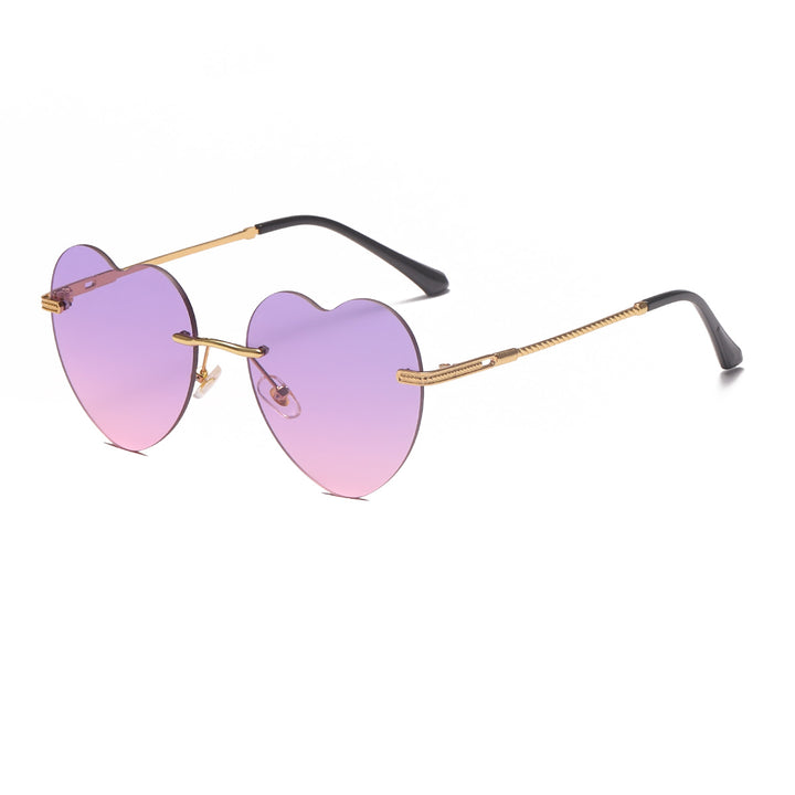 Dame hjerteformet solbrille med speilglass og gullramme Skanto