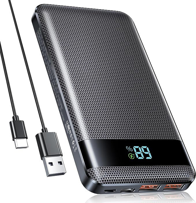 Høyytelses powerbank med digital skjerm og hurtiglading funksjon Skanto