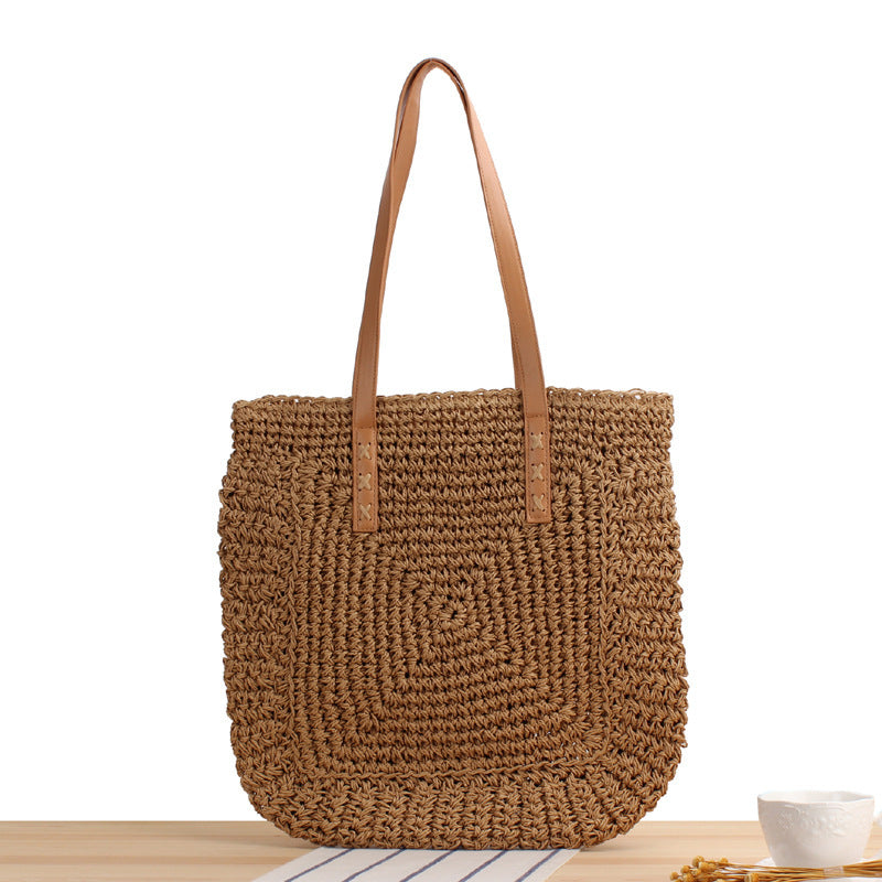 Naturlig hamp skulderveske med lærhåndtak Skanto