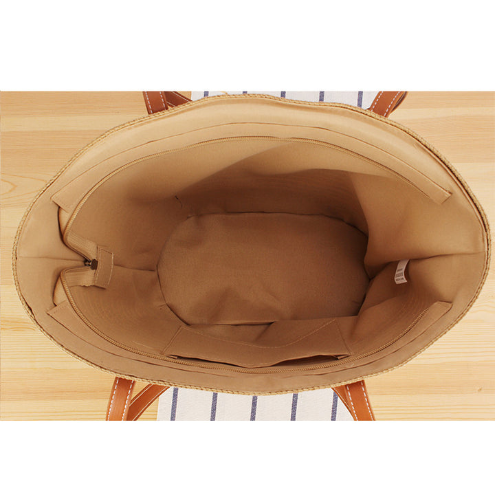 Straw Bag in Modern Stripe Design Skanto