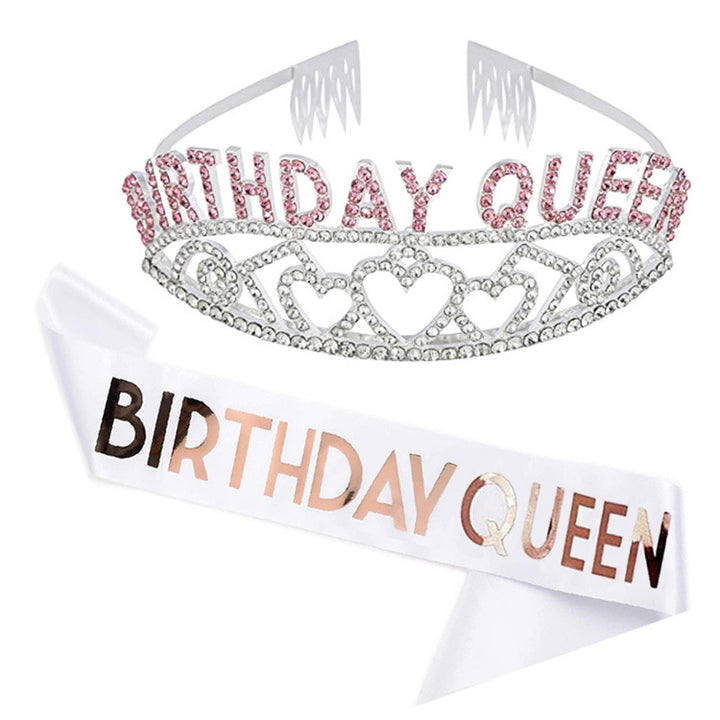 Damer Funklende Tiara- og Sleppe-sett Skanto