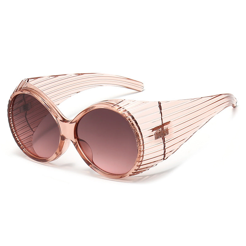 Dame Oversized Cat-Eye Solbriller med stilig, strukturert ramme Skanto