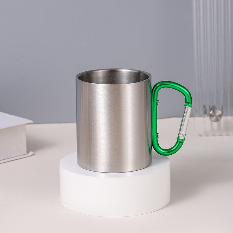 Damen rustfritt stål kaffekopp med karabinerhåndtak Skanto