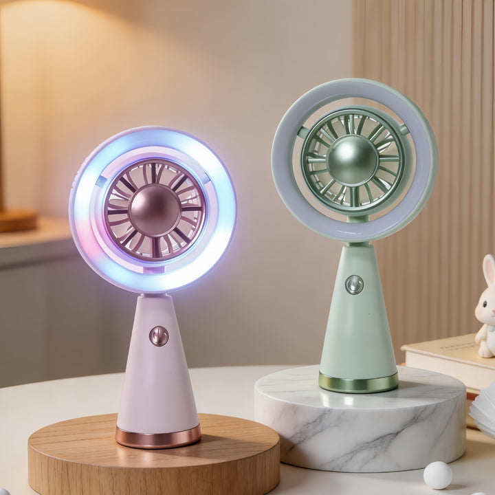 Dame Bærbar Mini-Luftventilator med LED-belysning og fleksibelt design Skanto