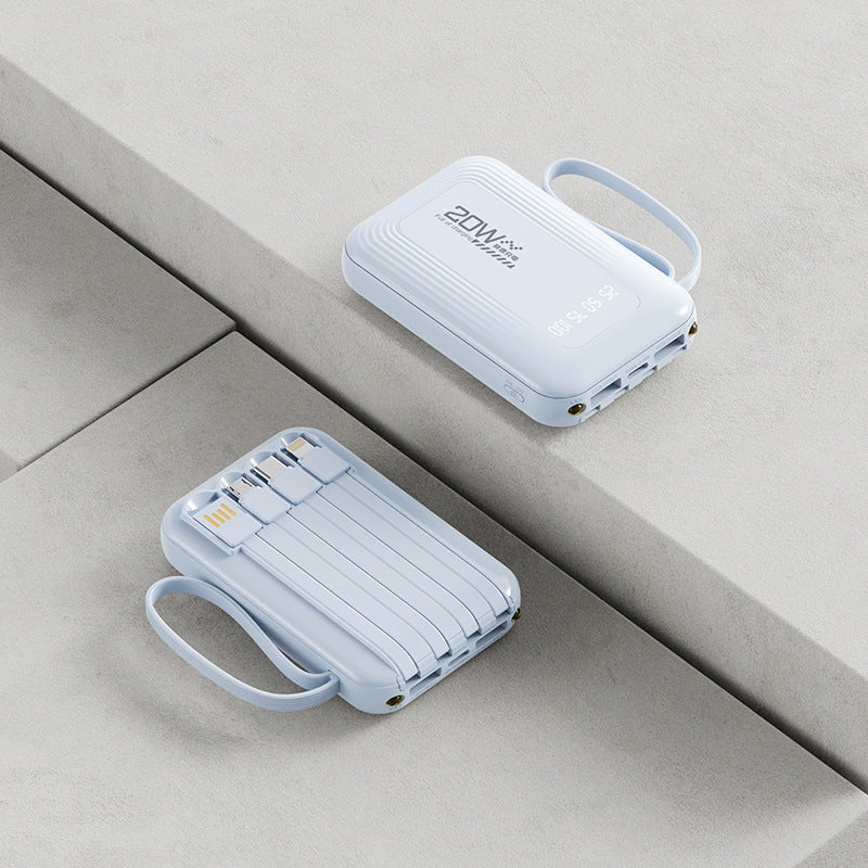Bærbar Powerbank med integrert kabelsystem og LED-skjerm Skanto