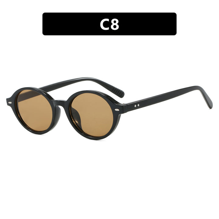 Dame rund solbrille med moderne design og polariserte glass Skanto