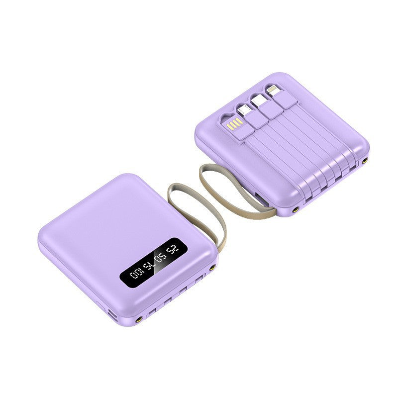 Kompakt powerbank med integrerte ladekabler Skanto