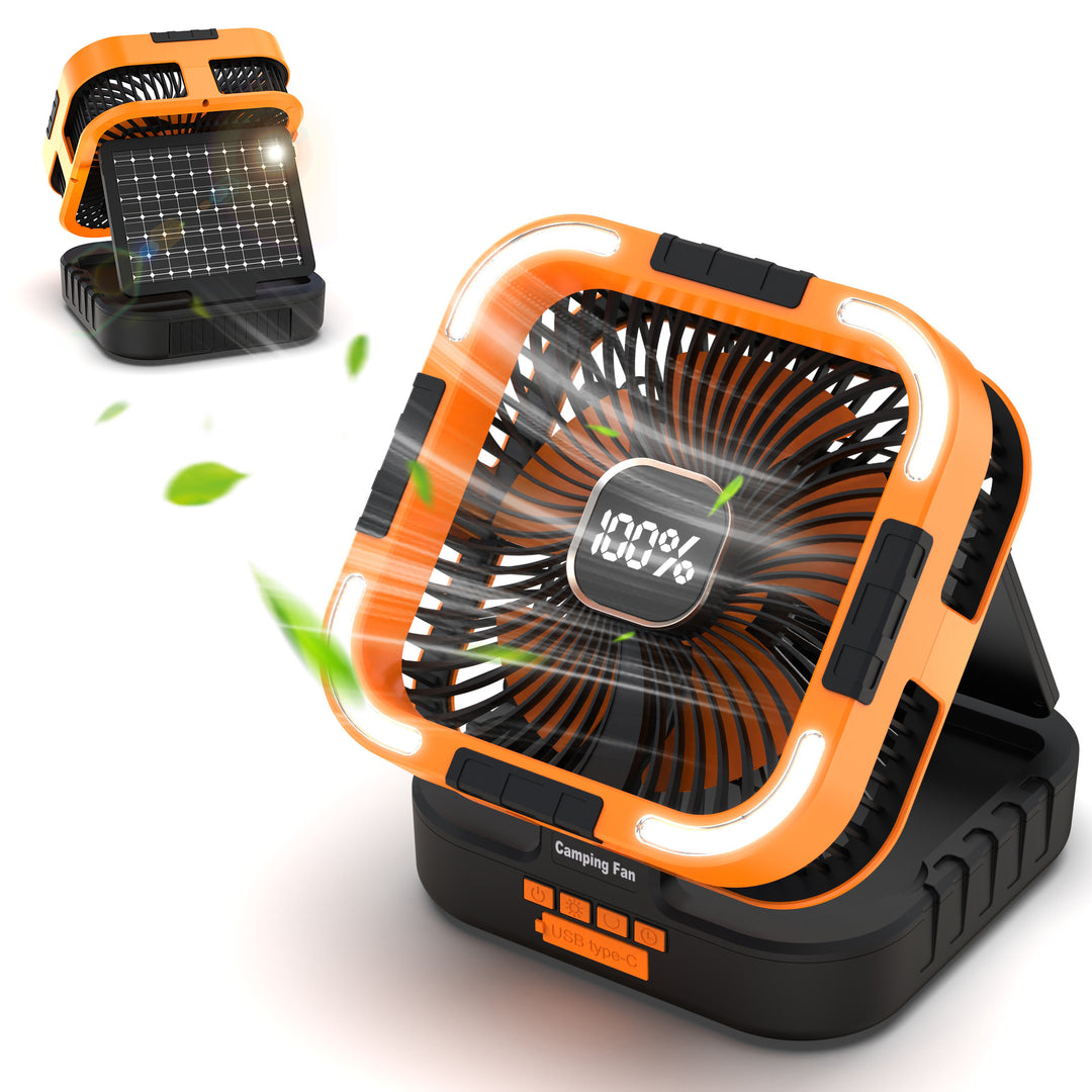 Solar-drevet campingvifte med LED-lys Skanto