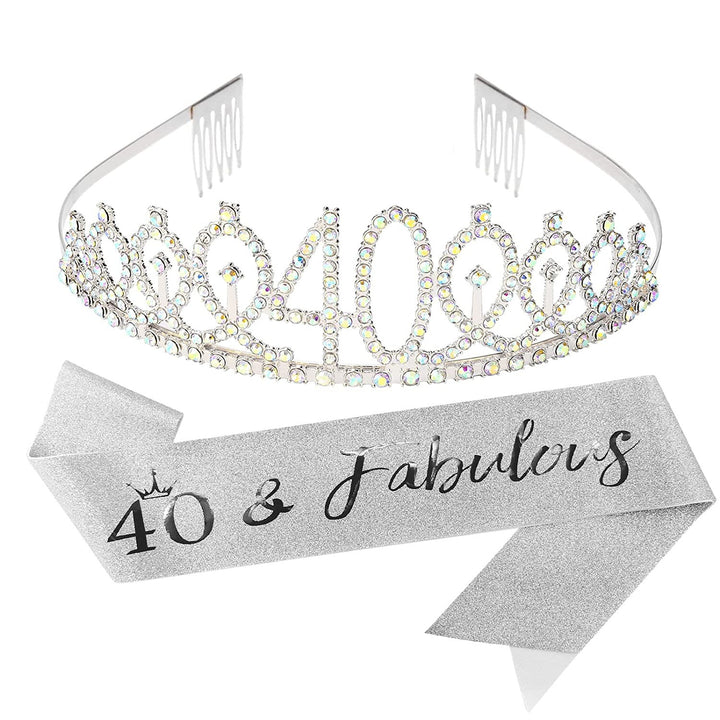 Damer Glitrende Tiara med personlig 80. bursdagsinskripsjon Skanto