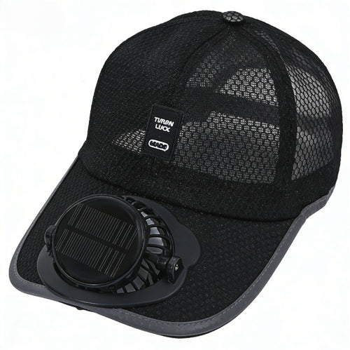 Ventilert baseball cap med integrert solfan i visiret og pustende nett Skanto