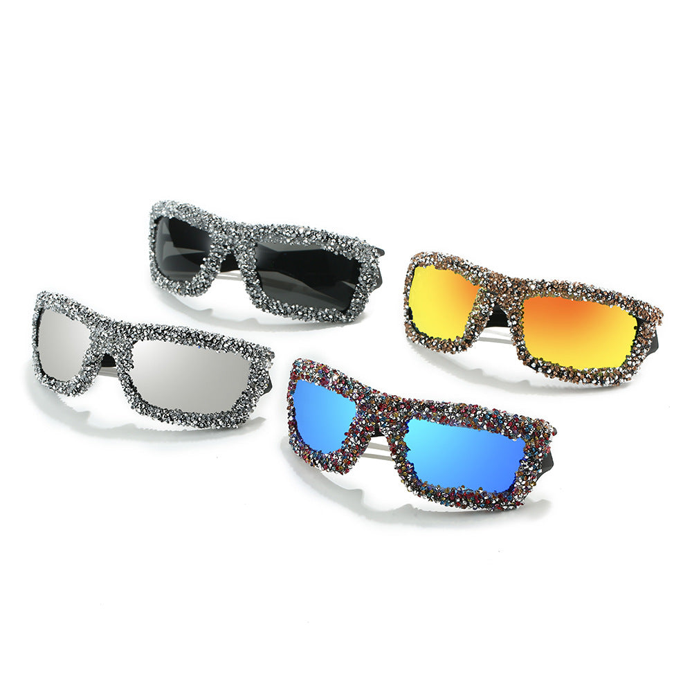 Damer Sportslig Solbrille med glitrende Strassramme Skanto