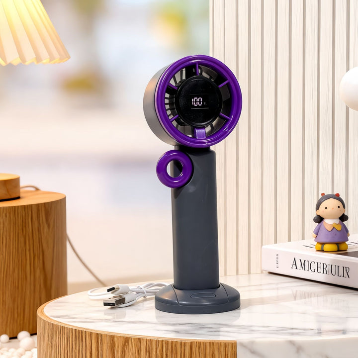 Dame Bærbar vifte med USB-tilkobling og digital skjerm Skanto