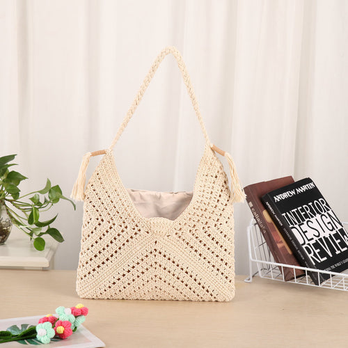 Håndlaget makramee shopper-veske Skanto