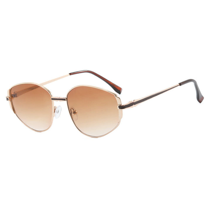 Dame moderne geometrisk solbrille med stilfull metallramme Skanto