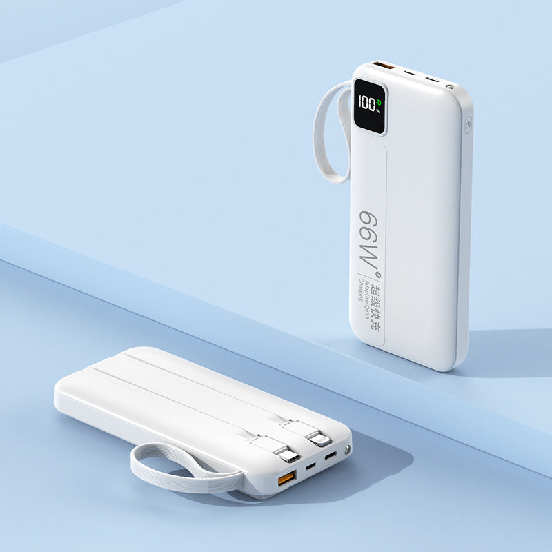 Høyytelses powerbank med innebygde ladekabler og digitalt display Skanto