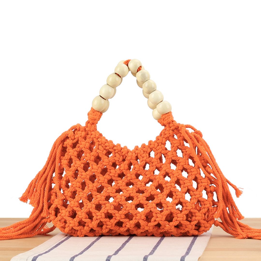 Macrame handbag with wooden handle Skanto