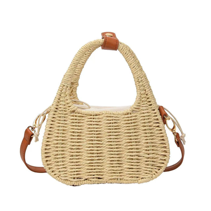 Moderne Rattantur med elegant lærdetalj Skanto