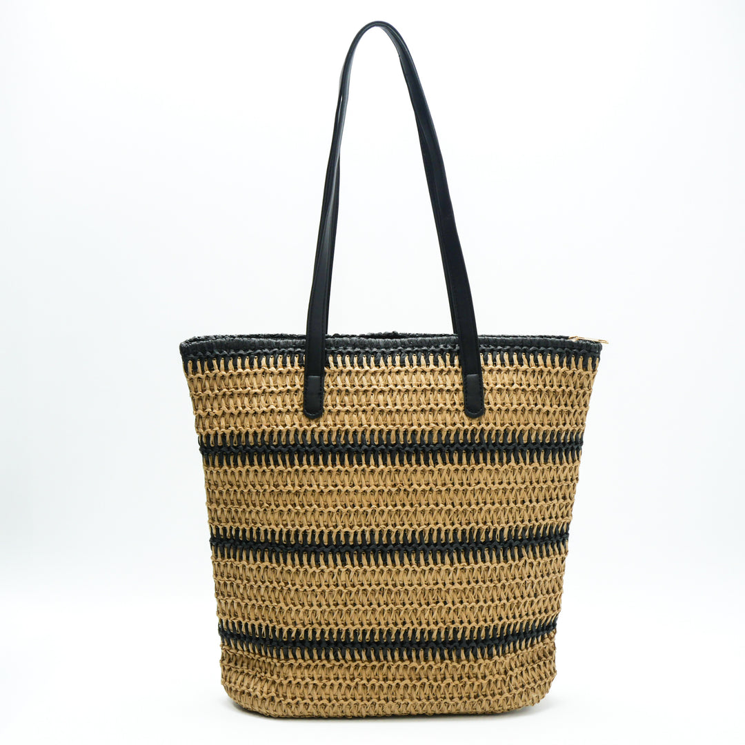 Elegant Raffia handle bag with leather handles Skanto