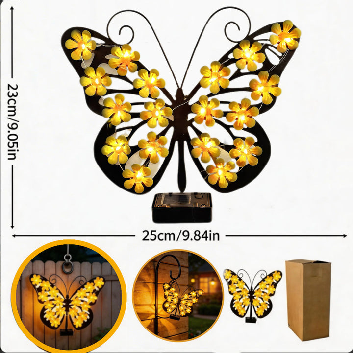 Decorative Metal Bee Wall Light with Integrated Fairy LED Lamp and Solar Module Skanto