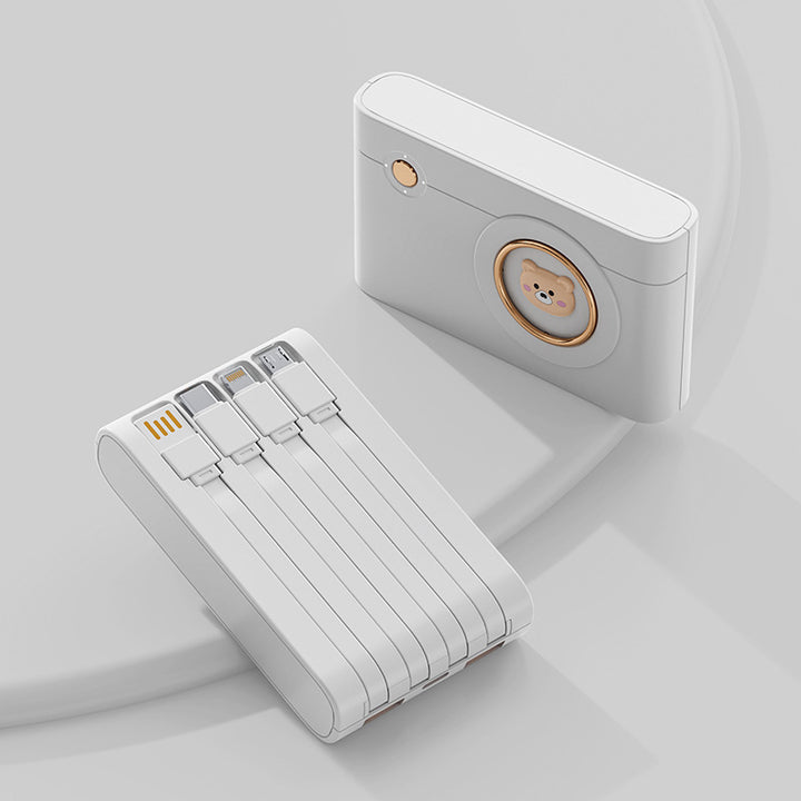 Bærbar powerbank med integrert kabelsystem og innovative ladefunksjoner Skanto