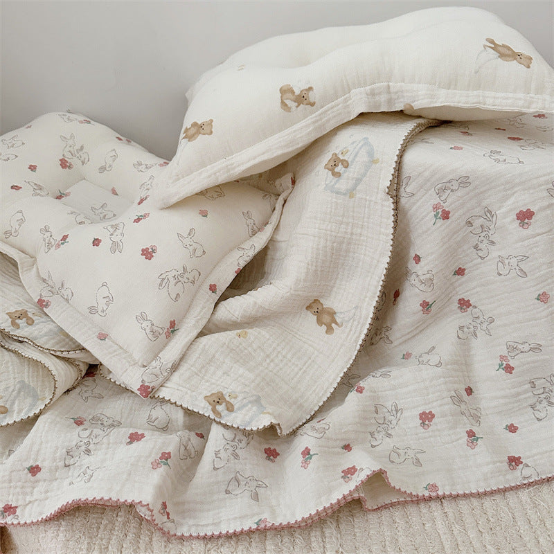 Unisex Cozy Muslin Blanket med Søtt Kanin Design Skanto