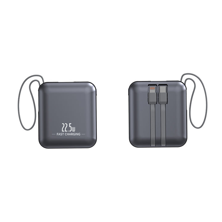 Bærbar Powerbank med hurtigladerfunksjon og integrert kablingssystem Skanto