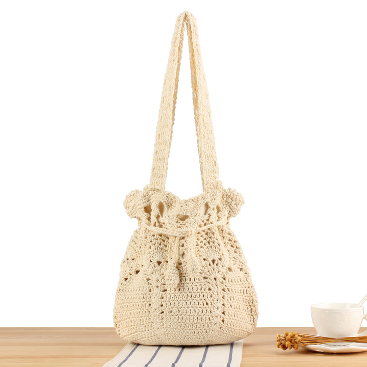 Macrame Shopper Bag with Decorative Drawstring Skanto
