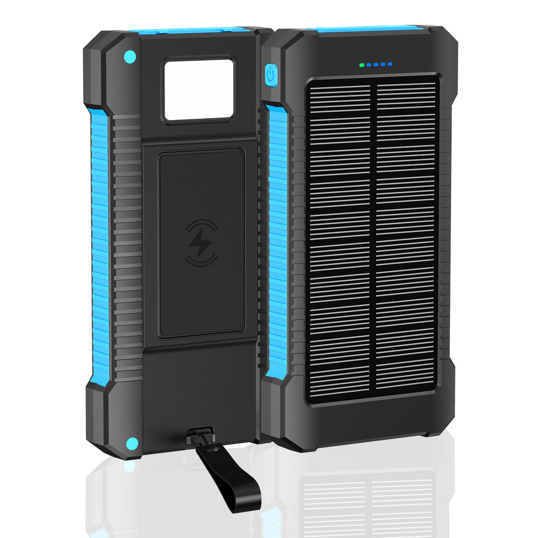 Solcellepowerbank med integrert LED-lampe og kompass Skanto