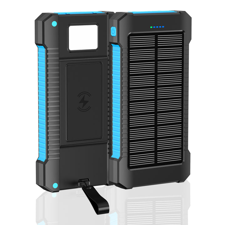 Solcellepowerbank med integrert LED-lampe og kompass Skanto
