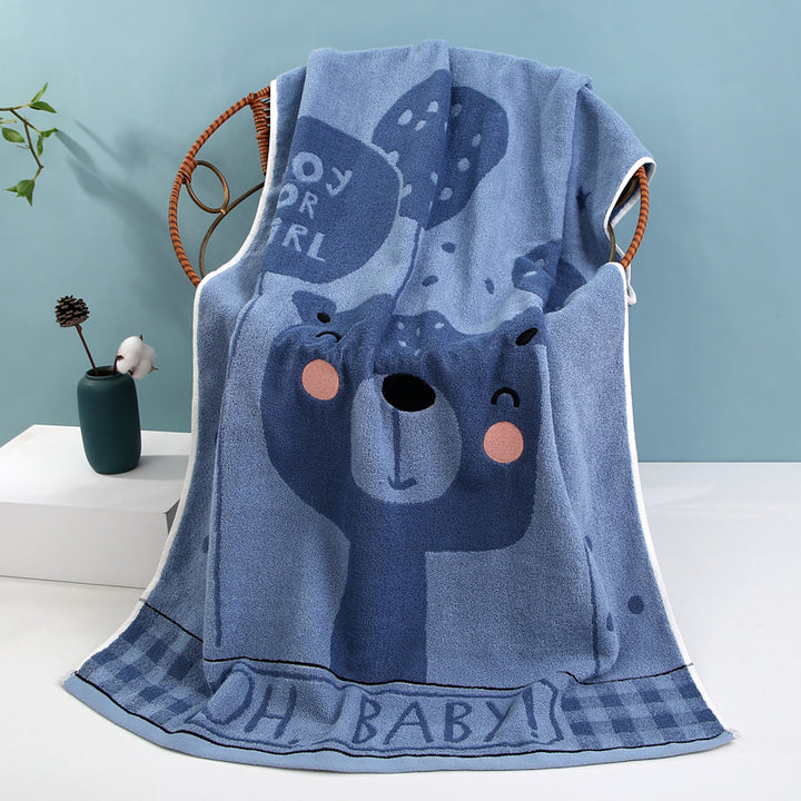 Cozy terry bath blanket with cute bear motif Skanto
