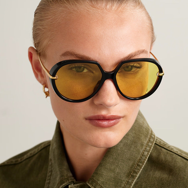 Dame Cat-Eye solbriller med blendefritt UV-beskyttelse og luksuriøs metallramme Skanto