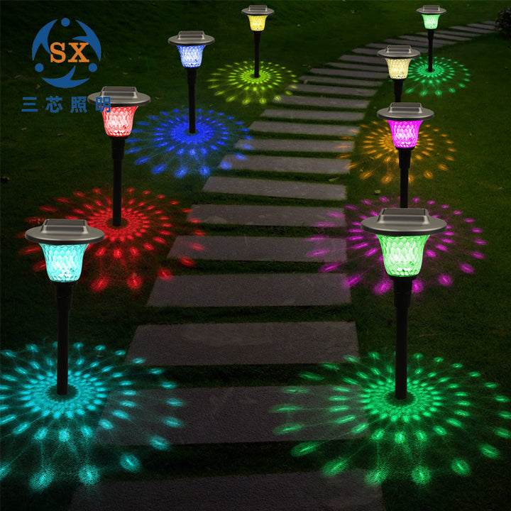 Solar LED Prosjektlys Stikking Med Fargeforandrende Krystall Linse Og Skumring-til-Dawn Sensor Skanto