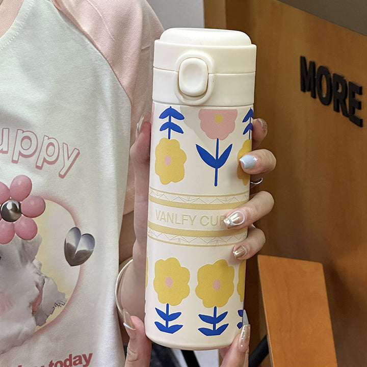 Damen Isolierflasche mit niedlichem Blumenmuster Skanto