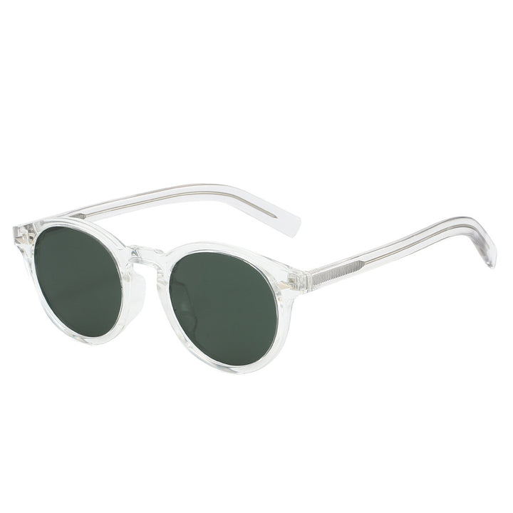 Dame trendy solbriller med transparent ramme og gule glass Skanto