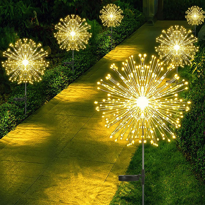 Solenergidrevne LED Fyrverkeri Hage Stake Lys Med Funksjonell Sprut Design Skanto