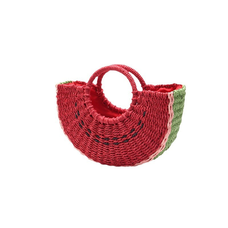 Håndlaget kurvveske i vannmelondesign Skanto
