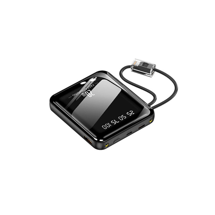 bærbar rask powerbank med integrert ladekabel og digital skjerm Skanto
