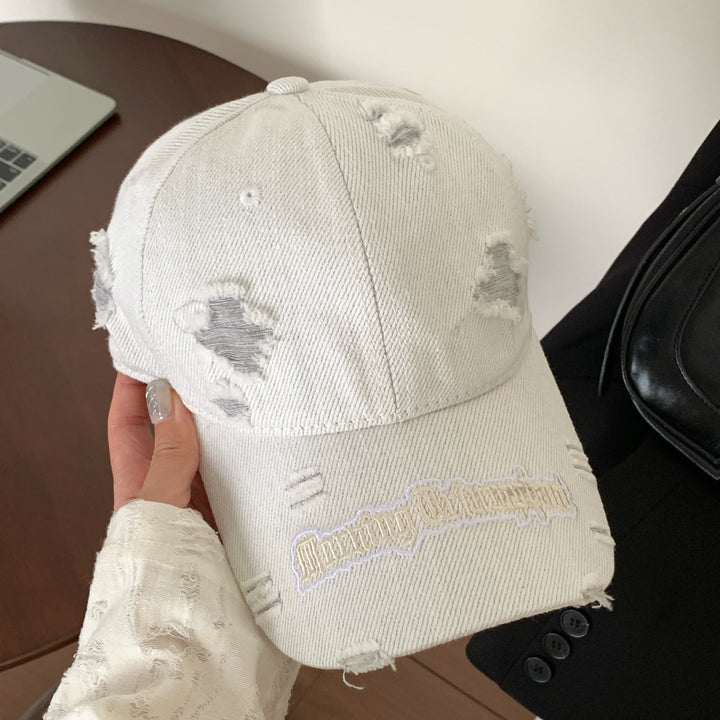 Kvinne Slitt Denim Baseball Caps Skanto